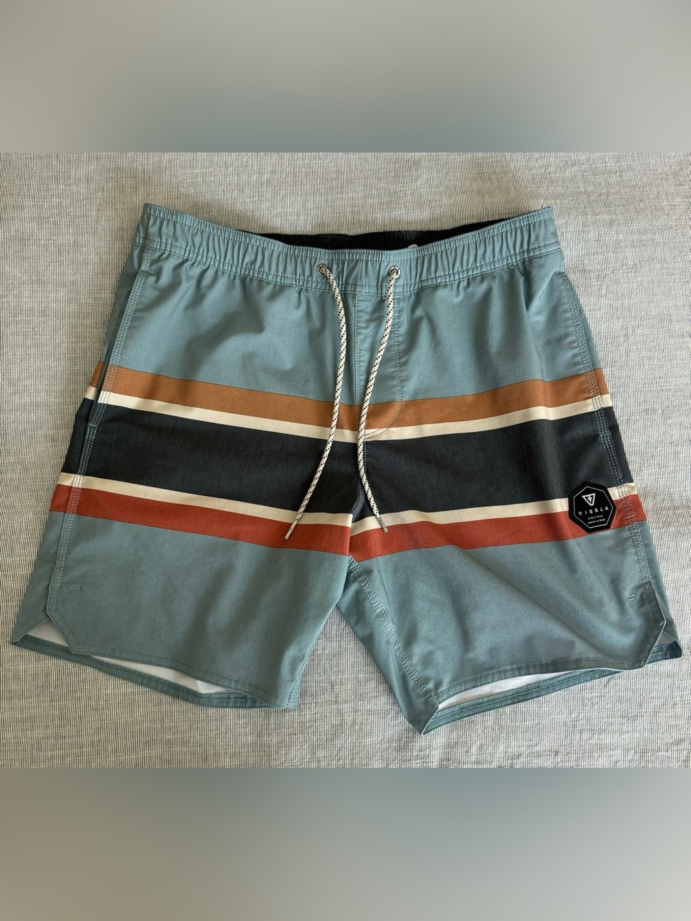 VISSLA Striped Blue Board Shorts- Medium